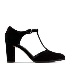 Women's Clarks Kaylin 85 T Bar Heels Shoes Black | CLK124JQI