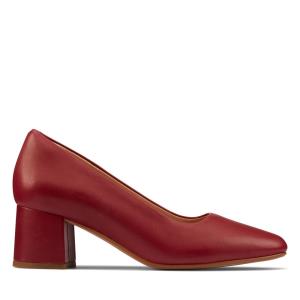 Women's Clarks Sheer55 Court Heels Shoes Red | CLK382IXP