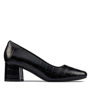 Women's Clarks Sheer55 Court Heels Shoes Black | CLK623NIB